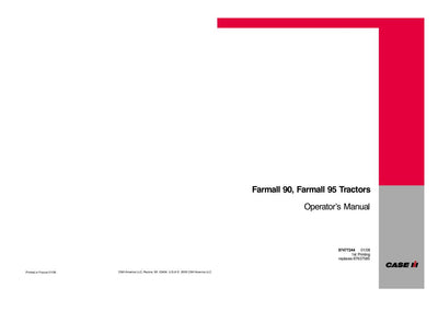 Case IH Tractor Farmall 90 Farmall 95 Operator’s Manual 87477244