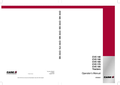 Case IH Tractor CVX 140 CVX 150 CVX 160 CVX 175 CVX 195 Operator’s Manual 87532337