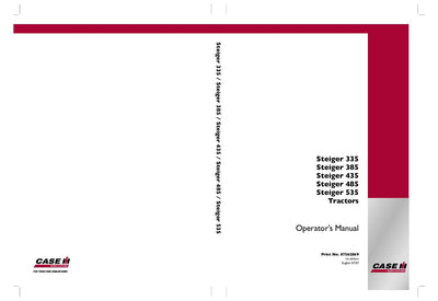 Case IH Tractor 335,385,435,485, 535 Steiger Operator’s Manual 87562869