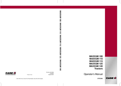 Case IH Tractor Maxxum 100,110,115,125,140 Operator’s Manual 87672064