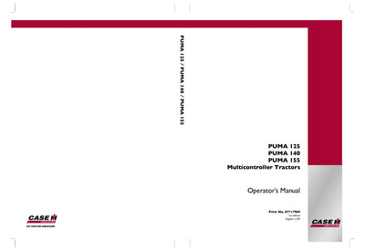 Case IH Tractor PUMA 125,140,155 Operator’s Manual 87717969