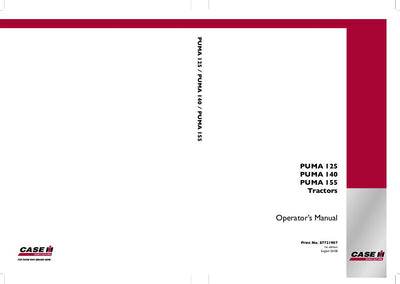 Case IH Tractor PUMA 125,140,155 Operator’s Manual 87721907