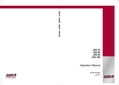 Case IH Tractor JXU 75 85 95 105 Operator’s Manual 87745918