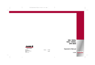Case IH Tractor 956 956XL 1056 1056XL OPS MAN Operator’s Manual 9-12062