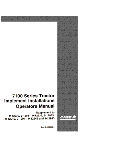 Case IH Tractor 7100E Om Supp,item Operator’s Manual 9-12933S1