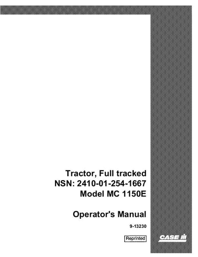 Case IH Tractor MC1150E NSN2410-01-254-1667 Operator’s Manual 9-13230