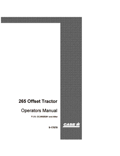 Case IH Tractor 265 Offset Operator’s Manual 9-17670