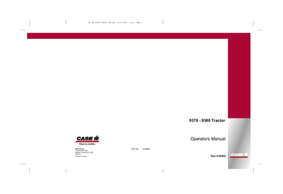 Case IH Tractor 9370 9380 Operator’s Manual 9-26050