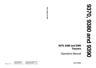 Case IH Tractor 9370 9380 9390 Operator’s Manual 9-29652
