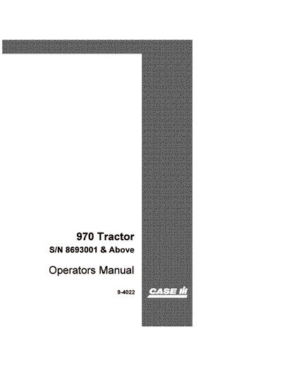 Case IH Tractor 970 Operator’s Manual 9-4022
