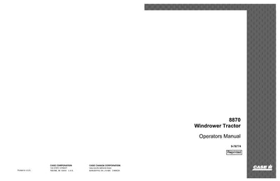 Case IH Tractor 8870 Windrower Operator’s Manual 9-78774