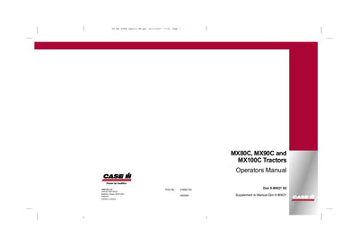Case IH Tractor MX80C MX90C and MX100C Supplement Low Profile Cab Operator’s Manual 9-80621S2