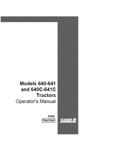 Case IH Tractor 640 641 640C & 641C Gasoline Operator’s Manual 9-922