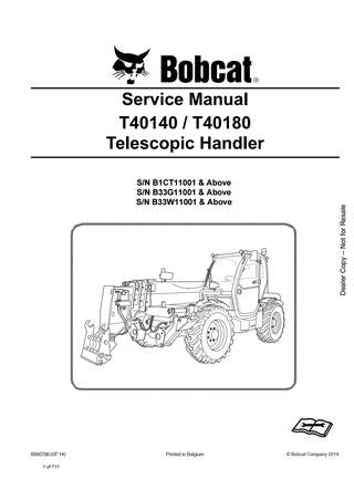 BOBCAT T40140, T40180 TELESCOPIC HANDLER SERVICE REPAIR MANUAL