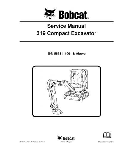 BOBCAT 319 COMPACT EXCAVATOR SERVICE REPAIR MANUAL