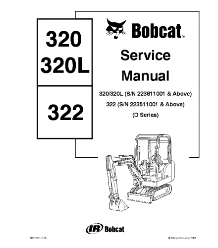 BOBCAT 320, 320L, 322 COMPACT EXCAVATOR SERVICE REPAIR MANUAL