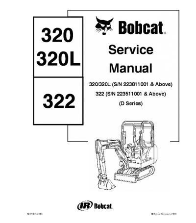Bobcat 320, 320l, 322 Compact Excavator Service Repair Manual