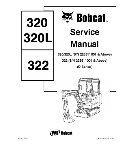 Bobcat 320, 320l, 322 Compact Excavator Service Repair Manual