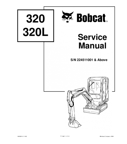 BOBCAT 320, 320L COMPACT EXCAVATOR SERVICE REPAIR MANUAL