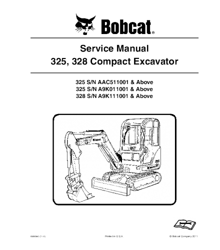 BOBCAT 325, 328 COMPACT EXCAVATOR SERVICE REPAIR MANUAL