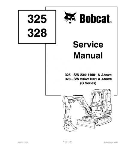 BOBCAT 325, 328 COMPACT EXCAVATOR SERVICE REPAIR MANUAL