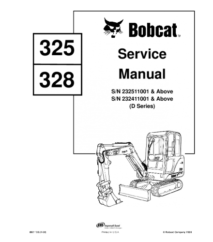 BOBCAT 325, 328 COMPACT EXCAVATOR SERVICE REPAIR MANUAL