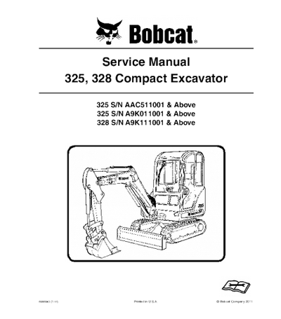 BOBCAT 325, 328 COMPACT EXCAVATOR SERVICE REPAIR MANUAL