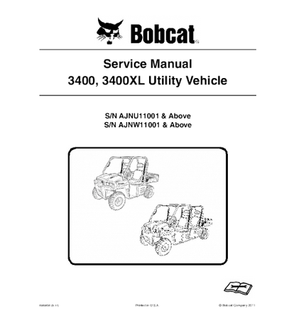 BOBCAT 3400, 3400XL UTILITY VEHICLE SERVICE REPAIR MANUAL