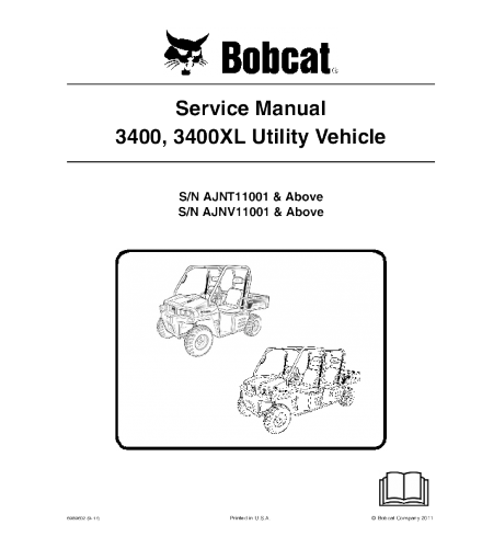 Bobcat 3400, 3400xl Utility Vehicle Service Repair Manual
