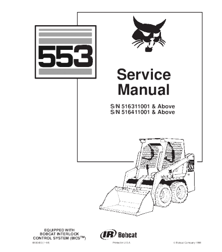BOBCAT 553 SKID STEER LOADER SERVICE REPAIR MANUAL
