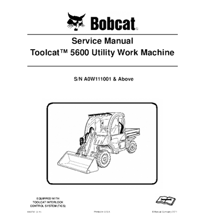 Bobcat 5600 Toolcat Utility Vehicle Service Repair Manual