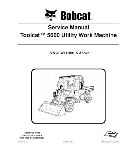 Bobcat 5600 Toolcat Utility Vehicle Service Repair Manual
