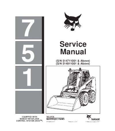 Bobcat 751 Skid Steer Loader Service Repair Manual