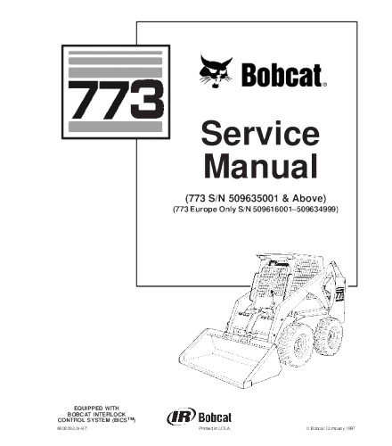 BOBCAT 773 SKID STEER LOADER SERVICE REPAIR MANUAL
