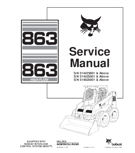 BOBCAT 863 SKID STEER LOADER SERVICE REPAIR MANUAL