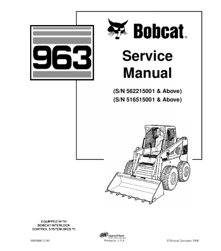 BOBCAT 963 SKID STEER LOADER SERVICE REPAIR MANUAL