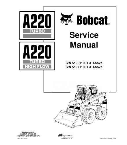 BOBCAT A220 TURBO SKID STEER LOADER SERVICE REPAIR MANUAL
