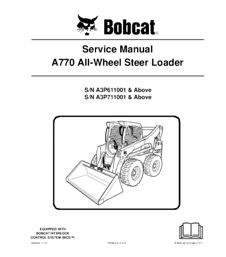 BOBCAT A7700 ALL-WHEEL SKID STEER LOADER SERVICE REPAIR MANUAL
