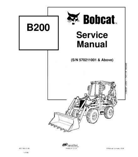 BOBCAT B200 BACKHOE LOADER SERVICE REPAIR MANUAL