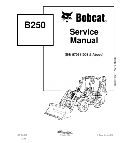 BOBCAT B250 BACKHOE LOADER SERVICE REPAIR MANUAL