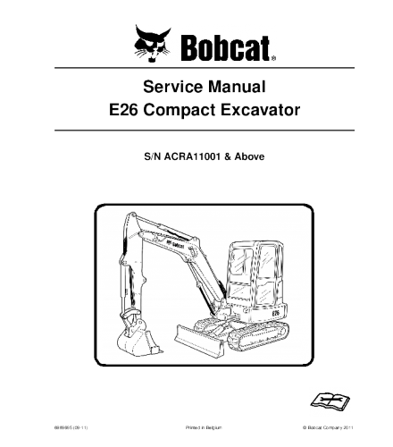 Bobcat E26 Compact Excavator Service Repair Manual