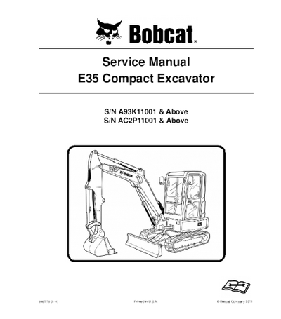 BOBCAT E35 COMPACT EXCAVATOR SERVICE REPAIR MANUAL