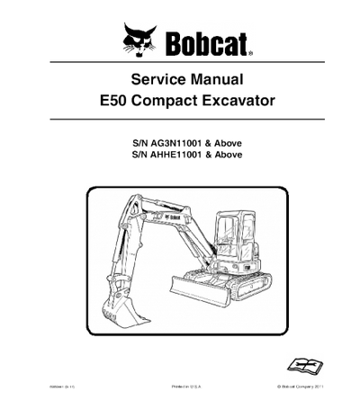 Bobcat E50 Compact Excavator Service Repair Manual