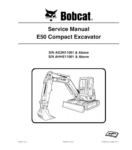 Bobcat E50 Compact Excavator Service Repair Manual