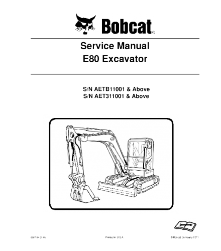 BOBCAT E80 EXCAVATOR SERVICE REPAIR MANUAL