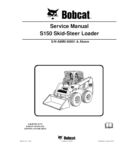 BOBCAT S150 SKID STEER LOADER SERIES SERVICE REPAIR MANUAL