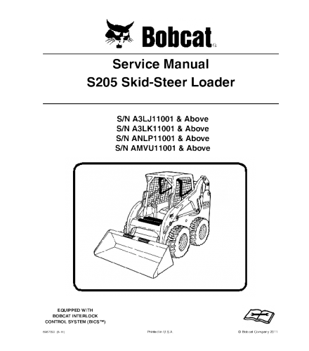 BOBCAT S185 SKID STEER LOADER SERIES SERVICE REPAIR MANUAL