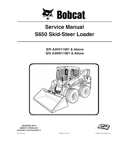 Bobcat S650 Skid Steer Loader Service Repair Manual