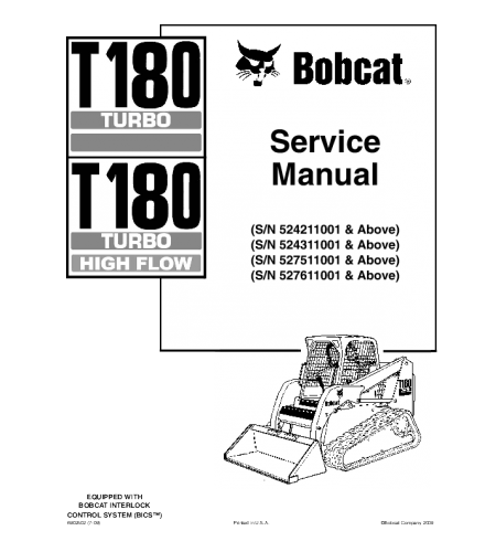 BOBCAT T180 TURBO HIGH FLOW COMPACT TRACK LOADER SERVICE REPAIR MANUAL