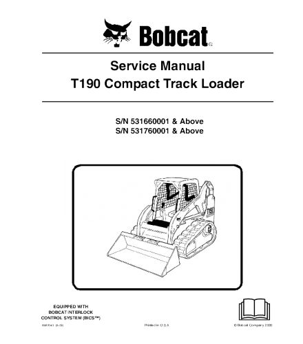 BOBCAT T190 COMPACT TRACK LOADER SERVICE REPAIR MANUAL